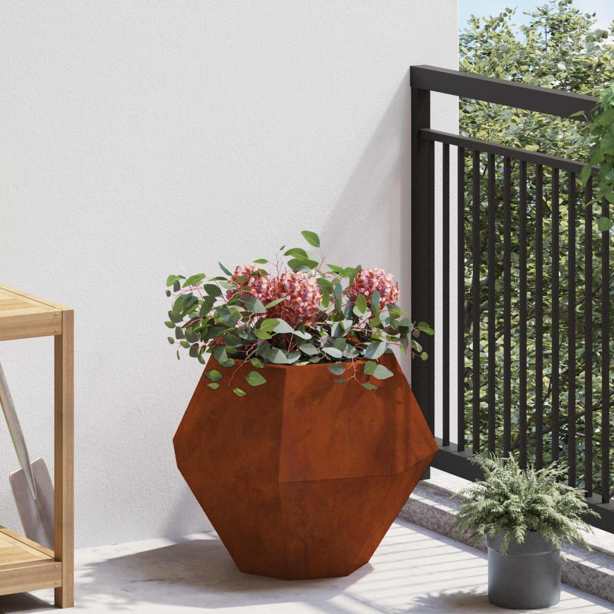 vidaXL Γλάστρα Σκ rusty 50 x 50 x 40 cm Ατσάλι Σκληρυθέν στον Αέρα
