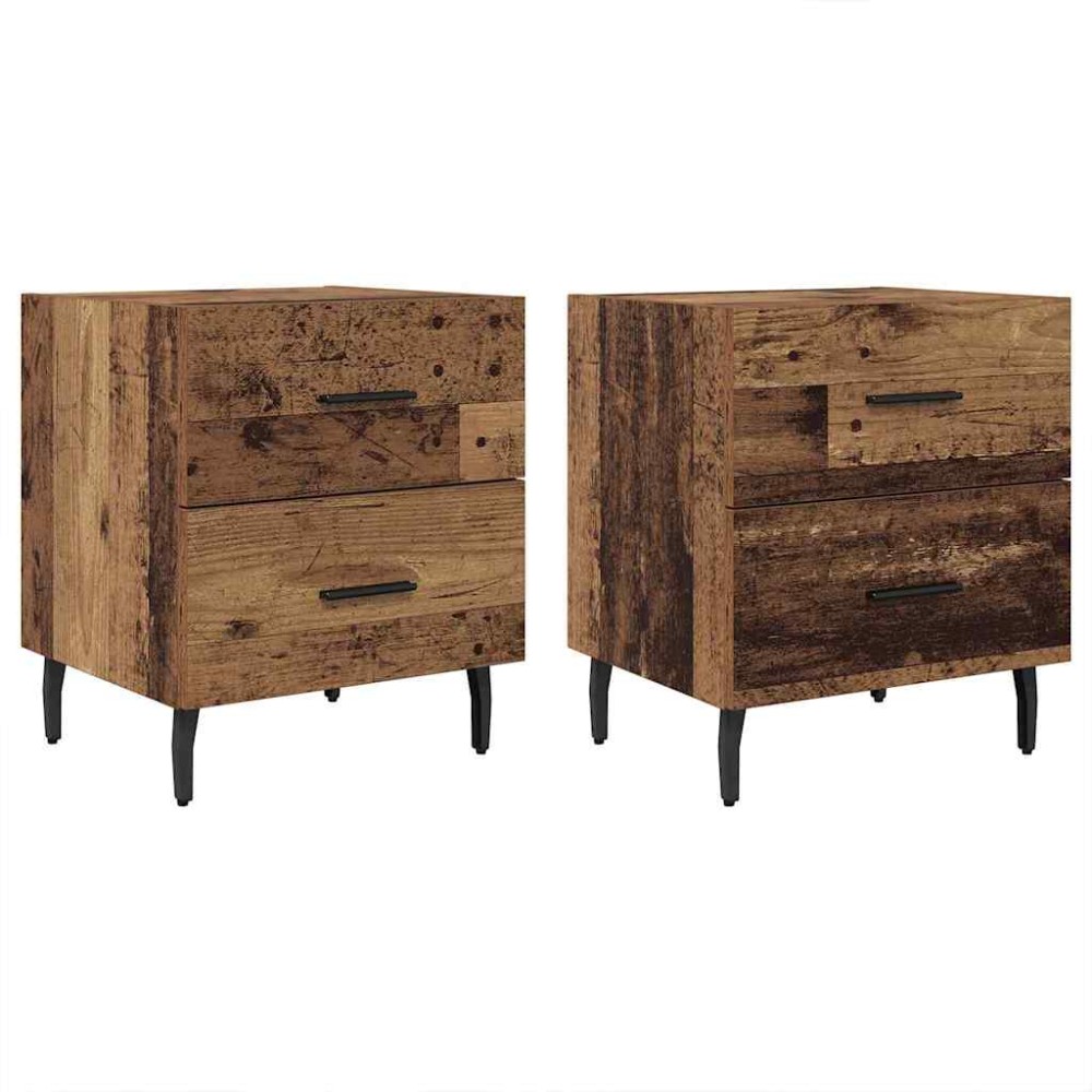 vidaXL Κομοδίνο 2 τμχ. Παλιό ξύλο 40 x 35 x 47,5 εκ Επεξεργασμένο Ξύλο