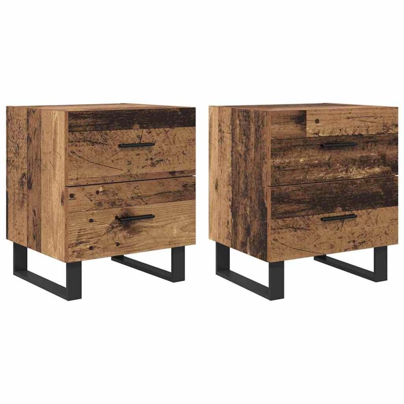 vidaXL Κομοδίνο 2 τμχ. Παλιό ξύλο και μαύρο 40 x 35 x 47,5 εκ