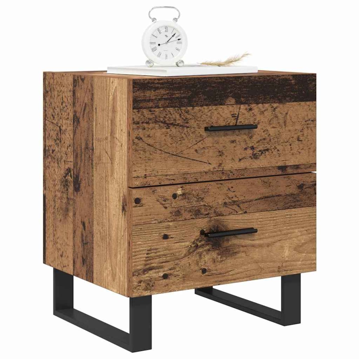 vidaXL Κομοδίνο 2 τμχ. Παλιό ξύλο και μαύρο 40 x 35 x 47,5 εκ