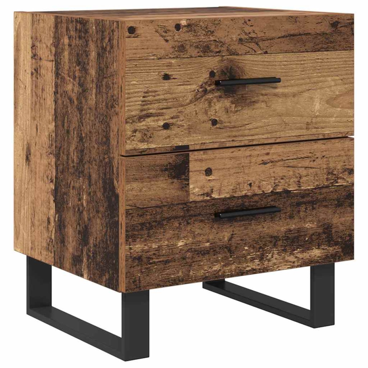 vidaXL Κομοδίνο 2 τμχ. Παλιό ξύλο και μαύρο 40 x 35 x 47,5 εκ