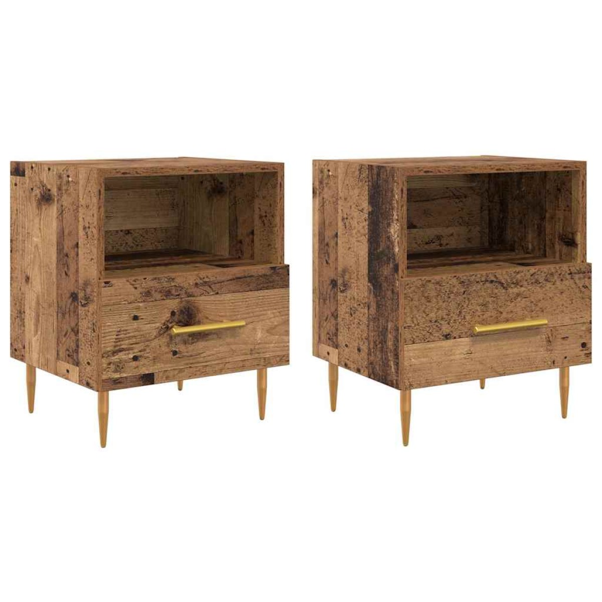 vidaXL Κομοδίνο 2 τεμ. Παλιό ξύλο 40 x 35 x 47,5 εκ Επεξεργασμένο Ξύλο