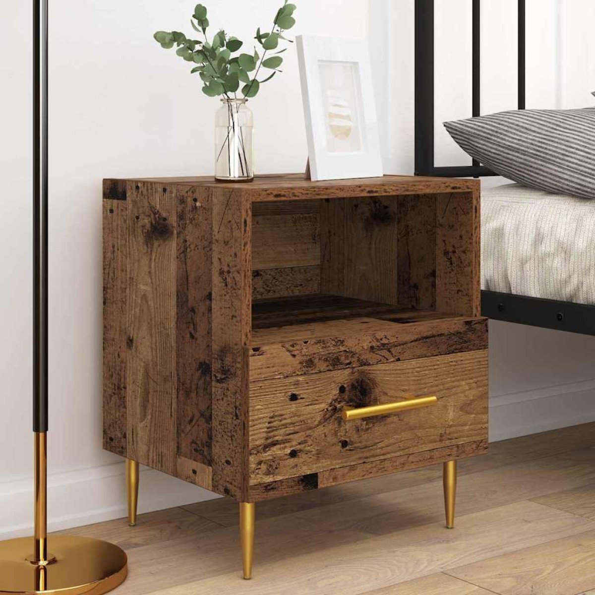 vidaXL Κομοδίνο 2 τεμ. Παλιό ξύλο 40 x 35 x 47,5 εκ Επεξεργασμένο Ξύλο