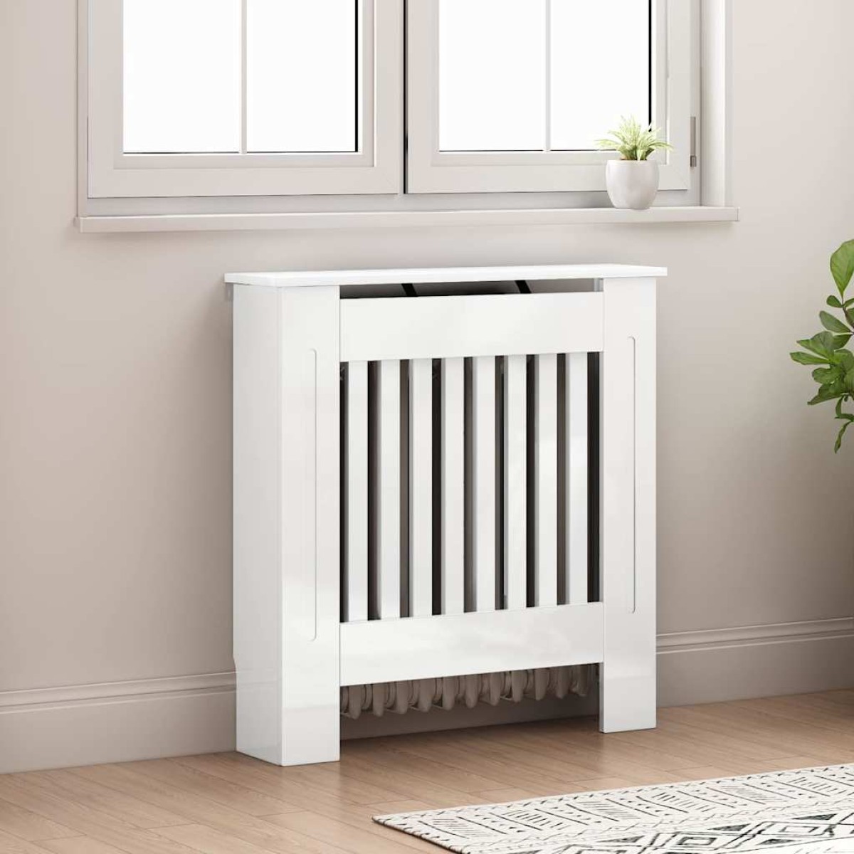vidaXL Καπάκι Καλοριφέρ Γυαλιστερό Λευκό 78 x 19 x 81,5 cm