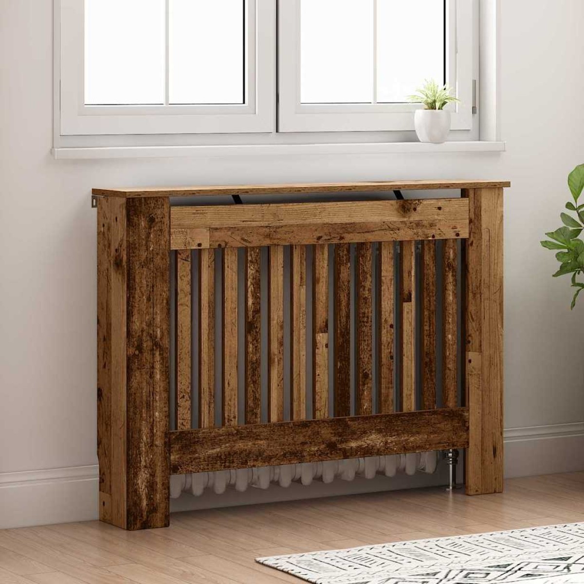 vidaXL Καπάκι Καλοριφέρ Παλαιωμένο ξύλο 112 x 19 x 81,5 cm