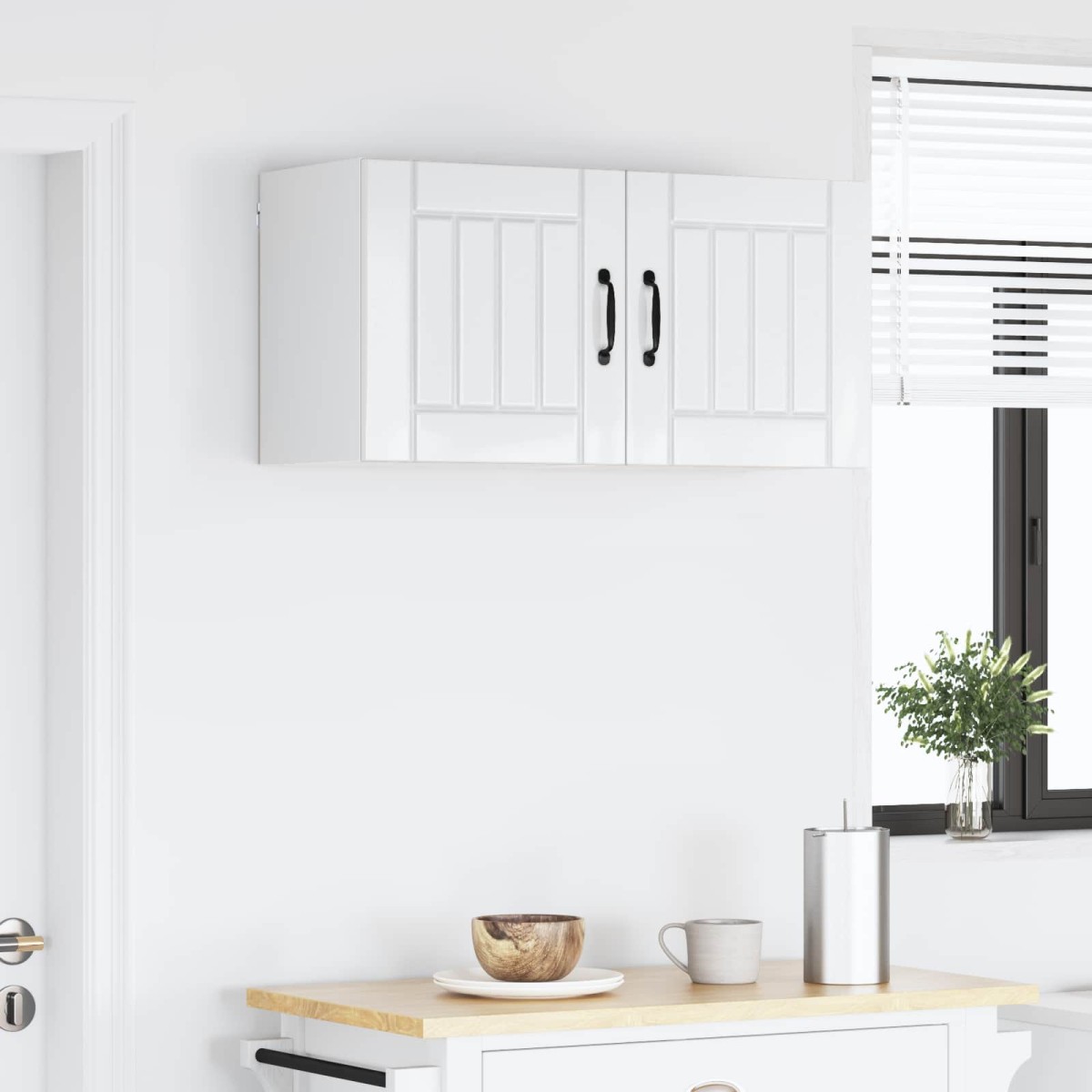 vidaXL Ντουλάπα Τοίχου LUCCA Γυαλιστερό Λευκό 80 x 31 x 40 εκ