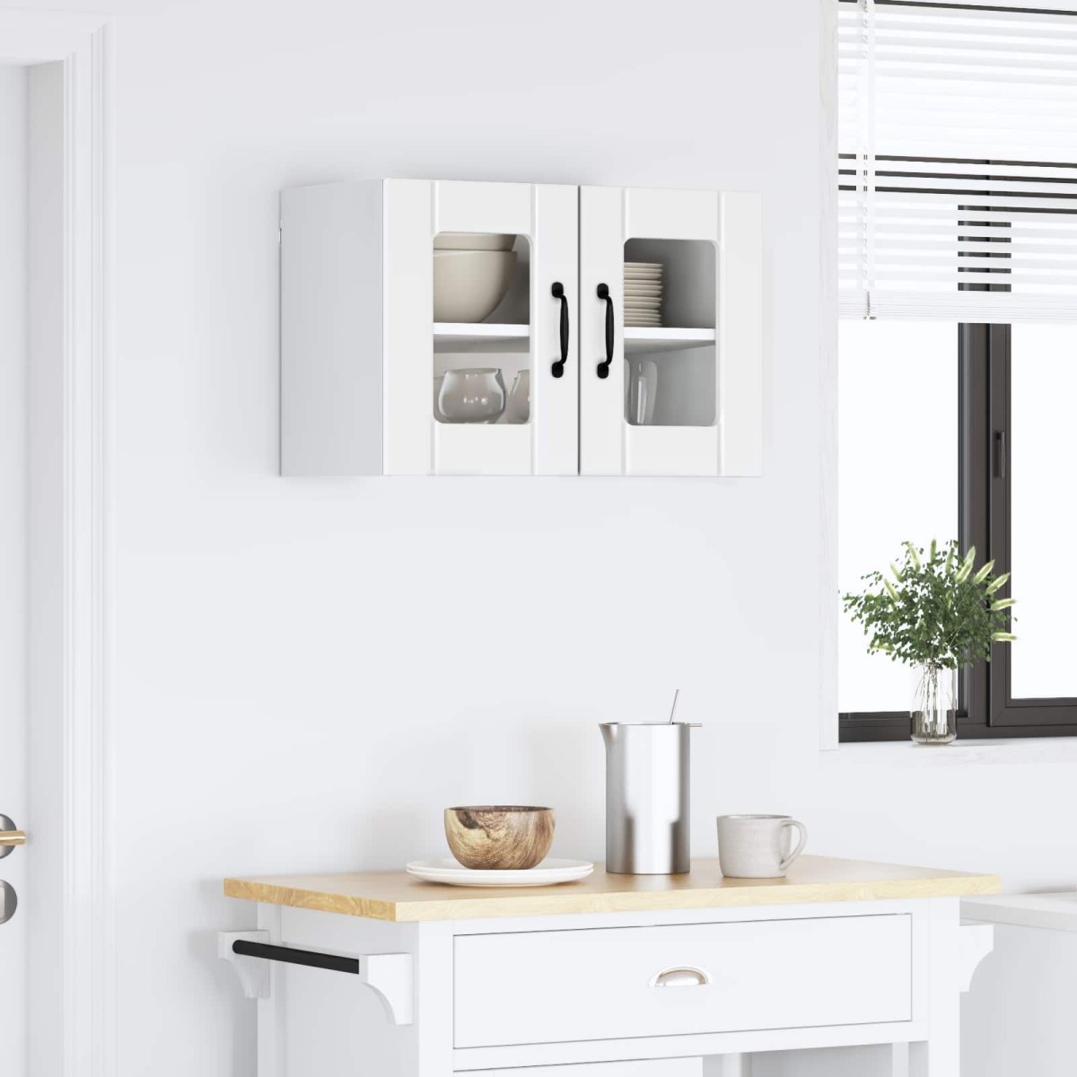 vidaXL Ραφιέρα τοίχου LUCCA Γυαλιστερό Λευκό 60 x 31 x 40 εκ