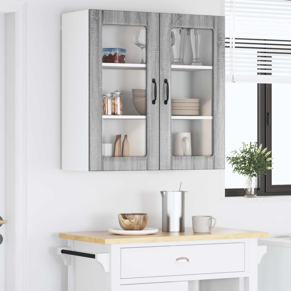 vidaXL Ραφιέρα τοίχου LUCCA Γκρι Sonoma 80 x 31 x 80 εκ.