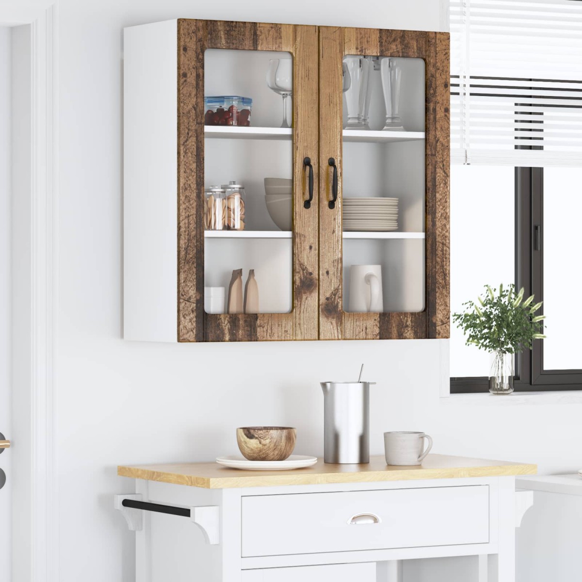 vidaXL Ραφιέρα τοίχου LUCCA Παλαιωμένο ξύλο 80 x 31 x 80 εκ.