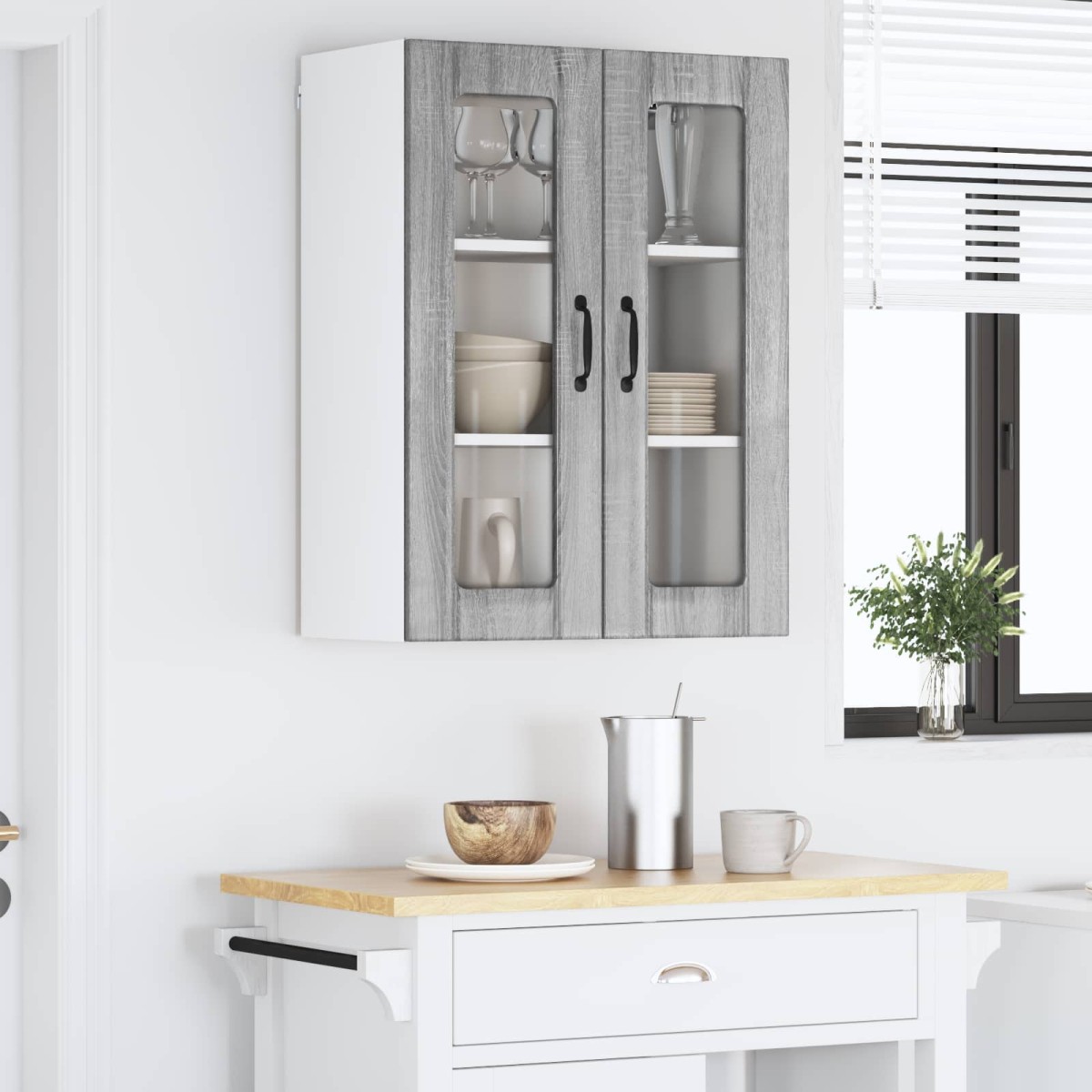 vidaXL Ραφιέρα τοίχου LUCCA Γκρι Sonoma 60 x 31 x 80 εκ.
