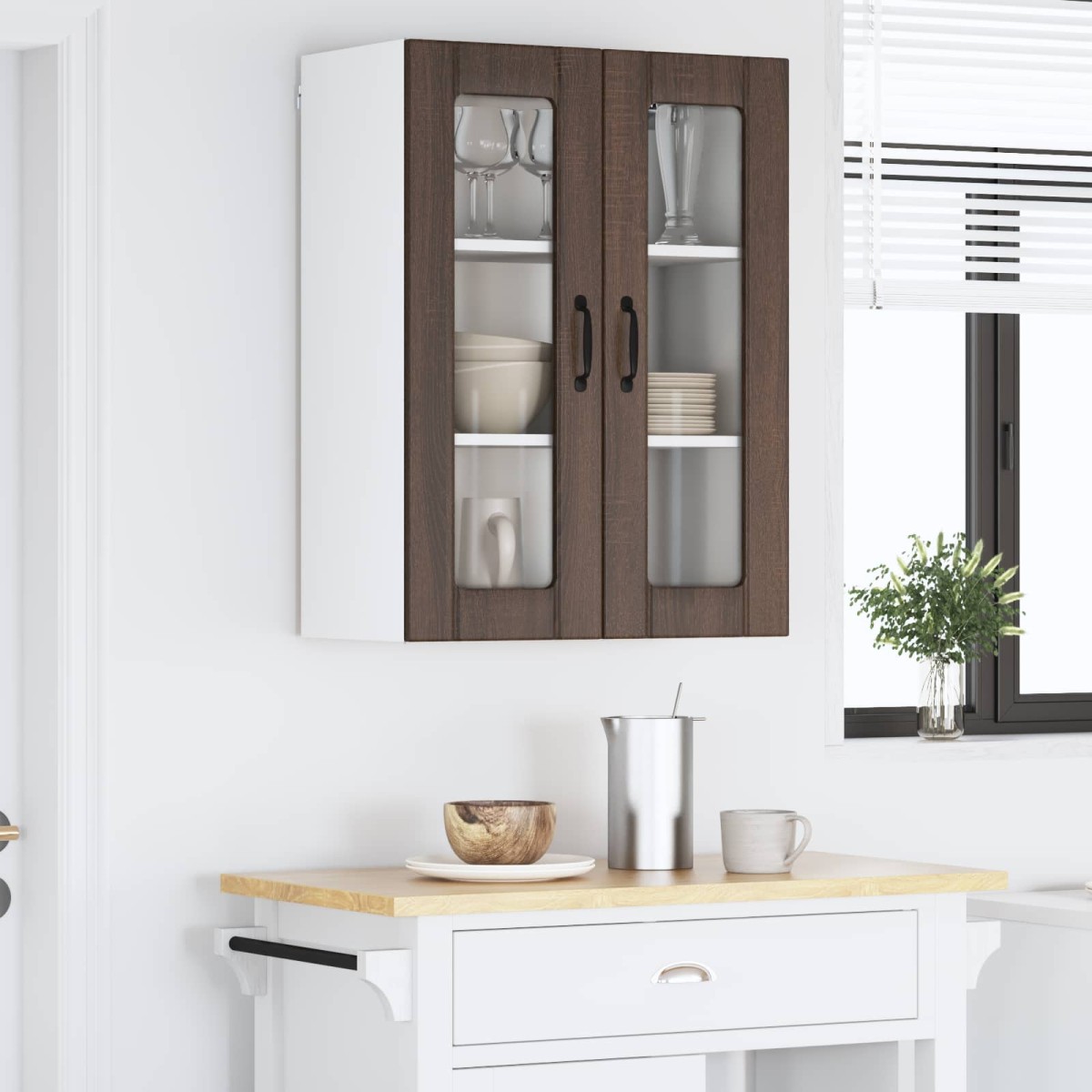 vidaXL Ραφιέρα τοίχου LUCCA Καφέ Ξύλο Δρυός 60 x 31 x 80 εκ.