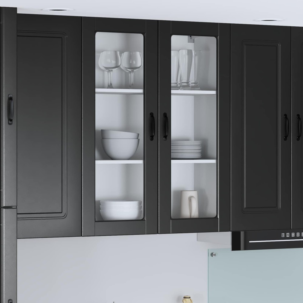 vidaXL Ραφιέρα τοίχου LUCCA Μαύρο 80 x 31 x 100 εκ. Επεξεργασμένο Ξύλο