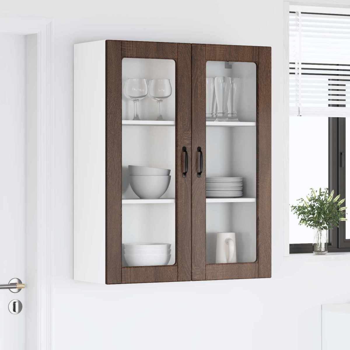 vidaXL Ραφιέρα τοίχου LUCCA Καφέ Ξύλο Δρυός 80 x 31 x 100 εκ.