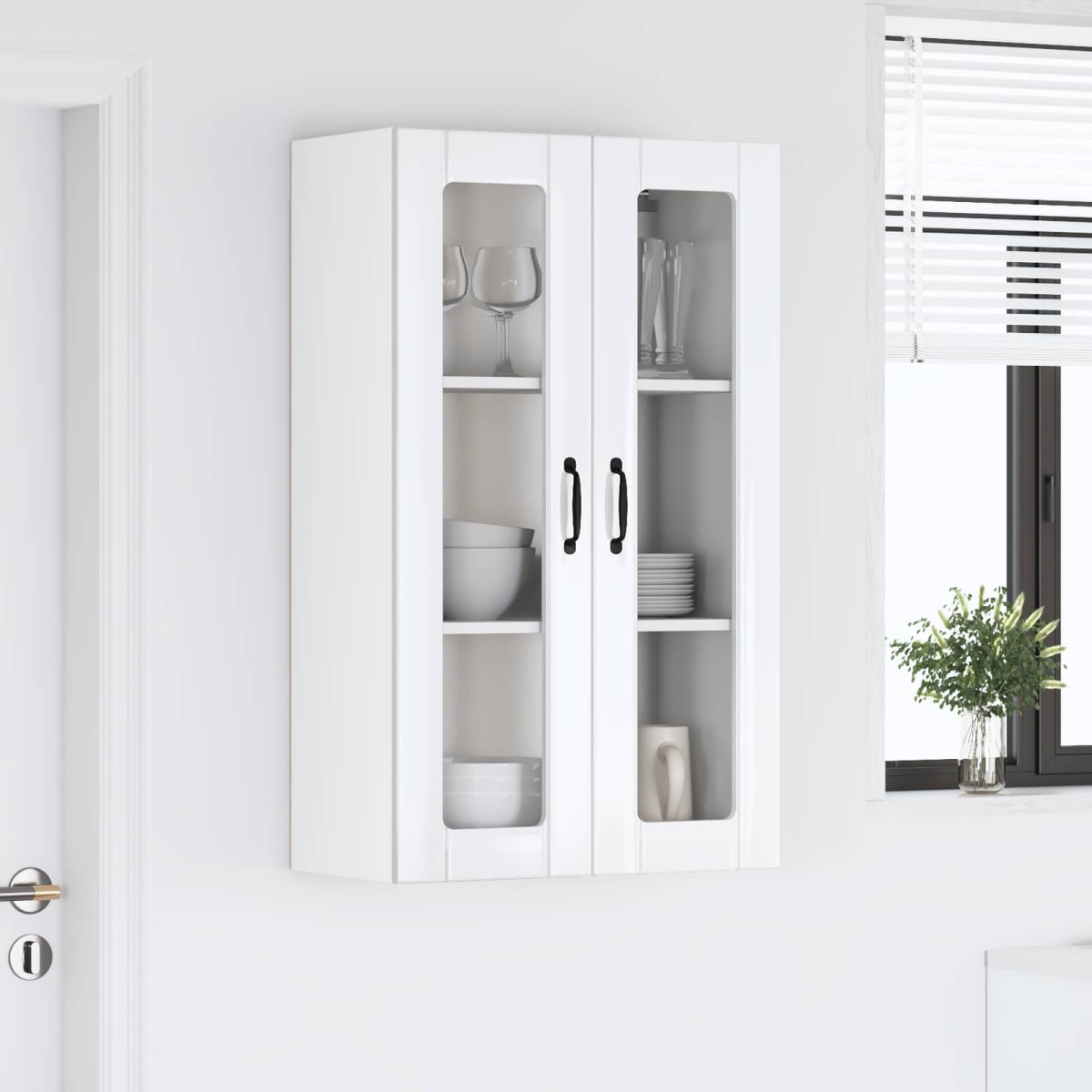 vidaXL Ραφιέρα τοίχου LUCCA Γυαλιστερό Λευκό 60 x 31 x 100 εκ.