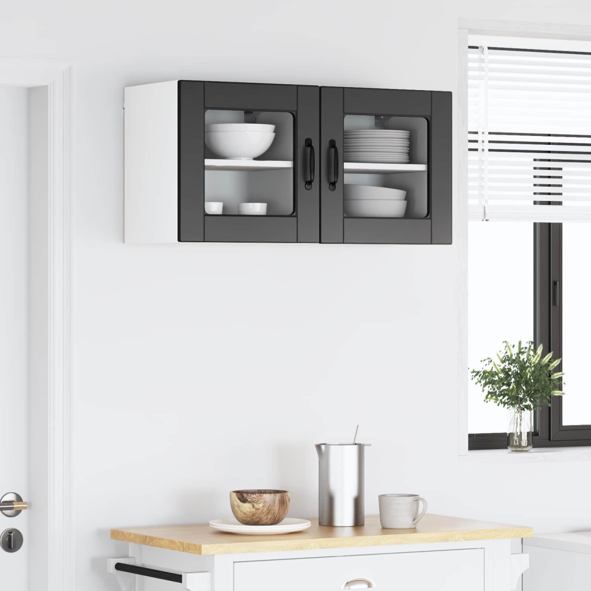 vidaXL Ραφιέρα τοίχου PORTO 2 τμχ. Μαύρο Επεξεργασμένο Ξύλο