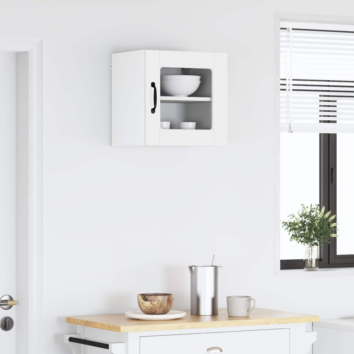 vidaXL Ραφιέρα τοίχου PORTO Υψηλής γυαλάδας λευκό 40 x 31 x 40 εκ.