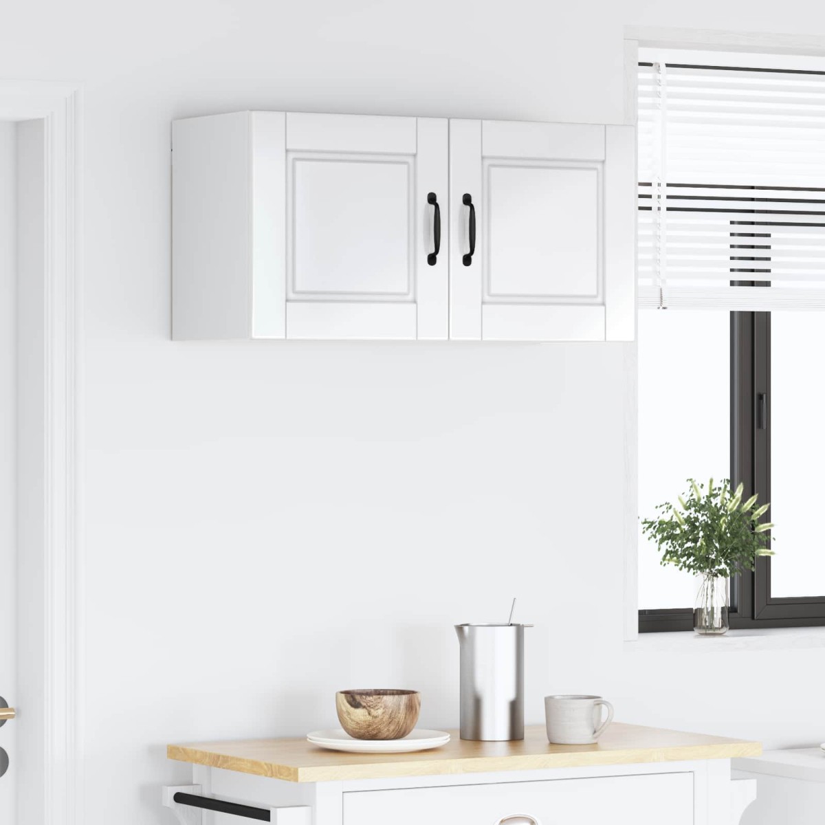 vidaXL Ντουλάπα Τοίχου PORTO Υψηλής γυαλάδας λευκό 80 x 31 x 40 εκ