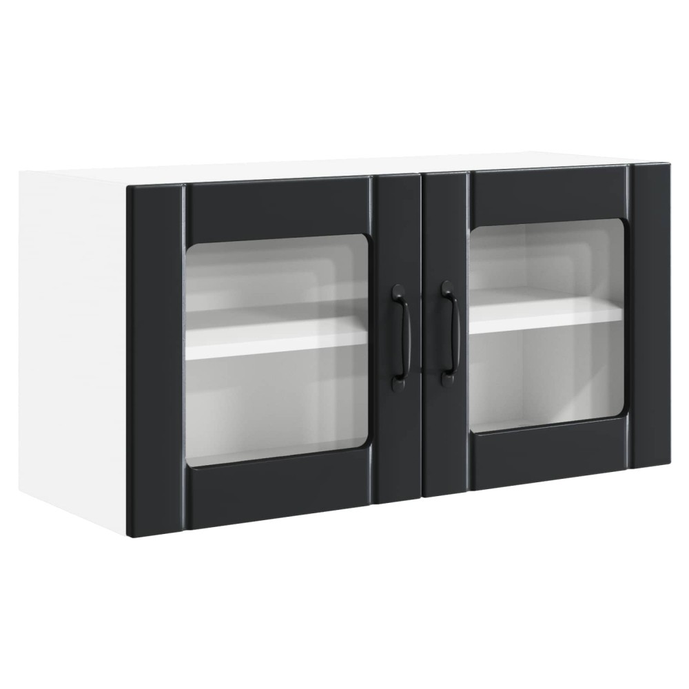 vidaXL Επιτοίχιο γυάλινο ντουλάπι PORTO Μαύρο 80 x 31 x 40 εκ