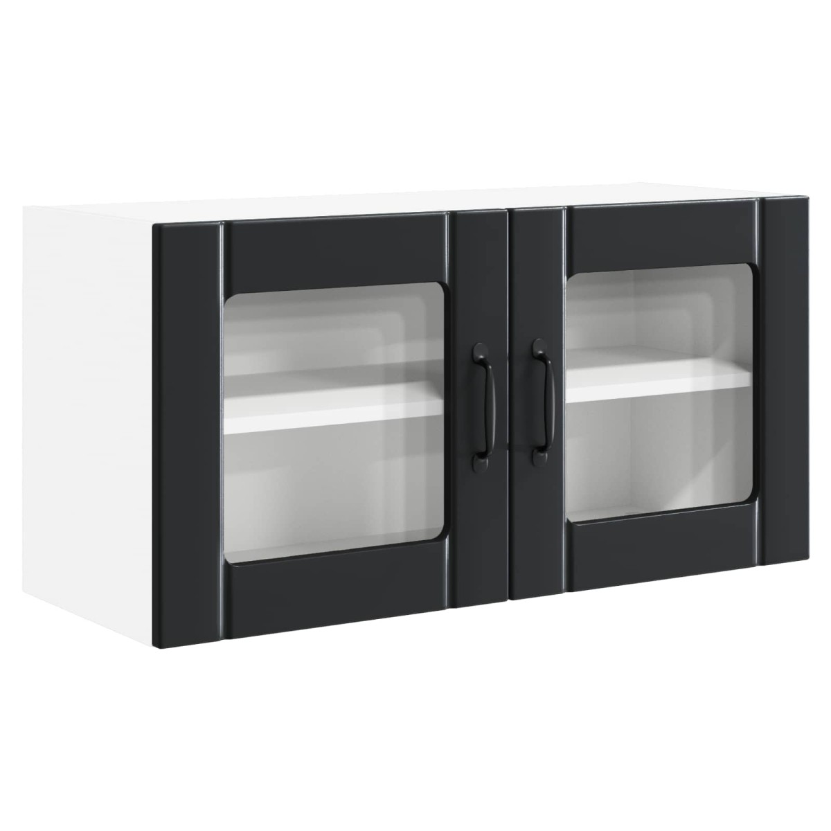 vidaXL Επιτοίχιο γυάλινο ντουλάπι PORTO Μαύρο 80 x 31 x 40 εκ