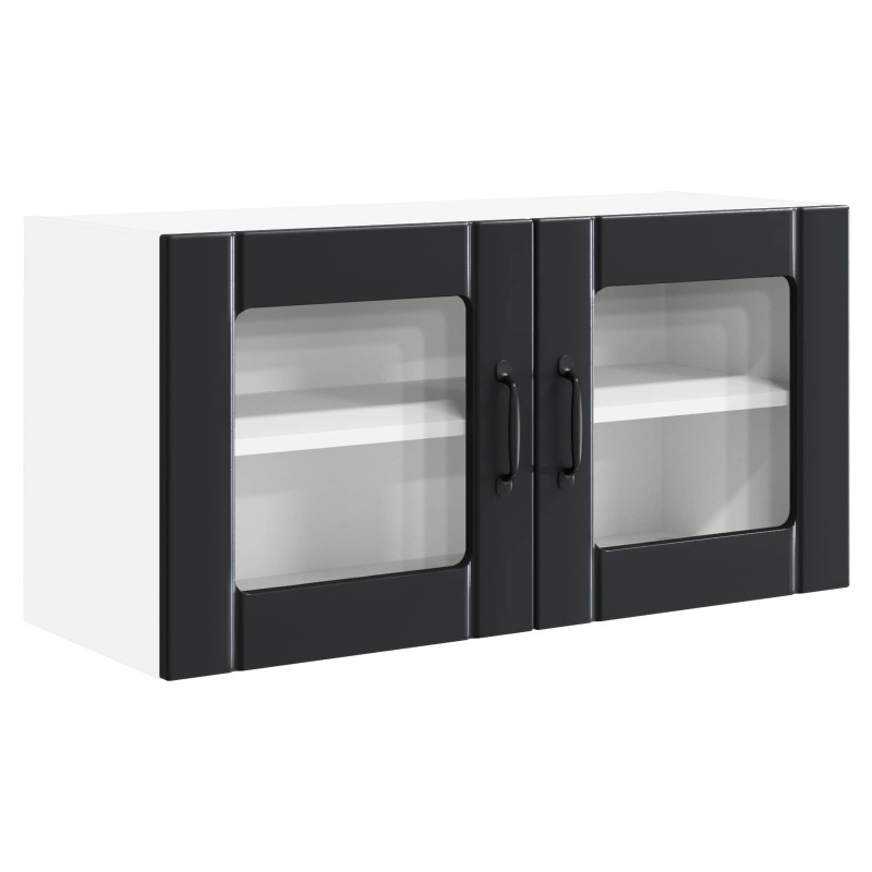 vidaXL Επιτοίχιο γυάλινο ντουλάπι PORTO Μαύρο 80 x 31 x 40 εκ