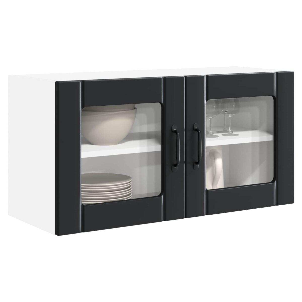 vidaXL Επιτοίχιο γυάλινο ντουλάπι PORTO Μαύρο 80 x 31 x 40 εκ