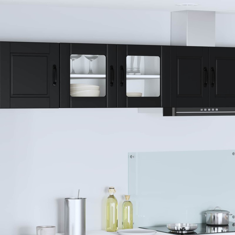 vidaXL Επιτοίχιο γυάλινο ντουλάπι PORTO Μαύρο 80 x 31 x 40 εκ