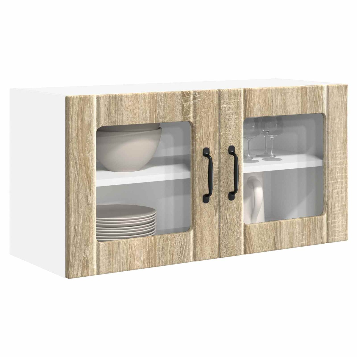 vidaXL Κάθισμα τοίχου από γυαλί PORTO Δρύς Sonoma 80 x 31 x 40 εκ