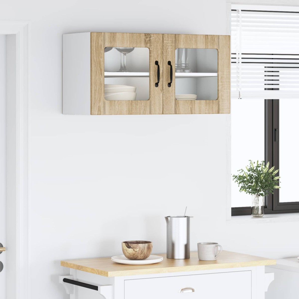 vidaXL Κάθισμα τοίχου από γυαλί PORTO Δρύς Sonoma 80 x 31 x 40 εκ