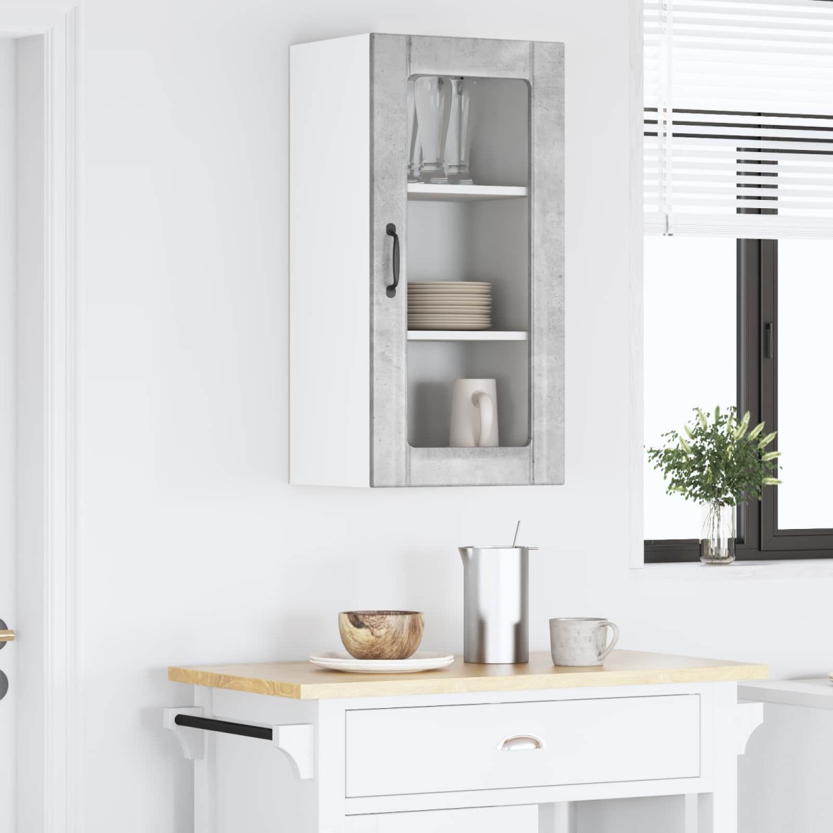 vidaXL Ραφιέρα τοίχου PORTO Σκυρόδεμα Γκρι 40 x 31 x 80 εκ.