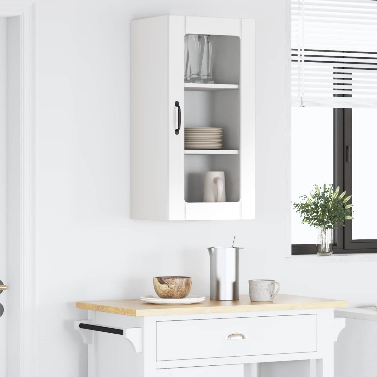 vidaXL Ραφιέρα τοίχου PORTO Υψηλής γυαλάδας λευκό 40 x 31 x 80 εκ.
