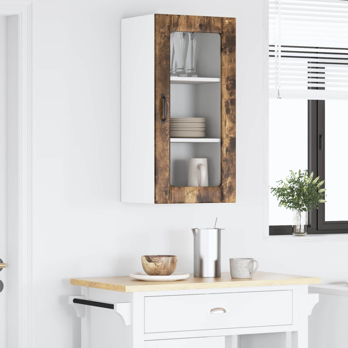vidaXL Ραφιέρα τοίχου PORTO Καπνιστό Δρύς 40 x 31 x 80 εκ.
