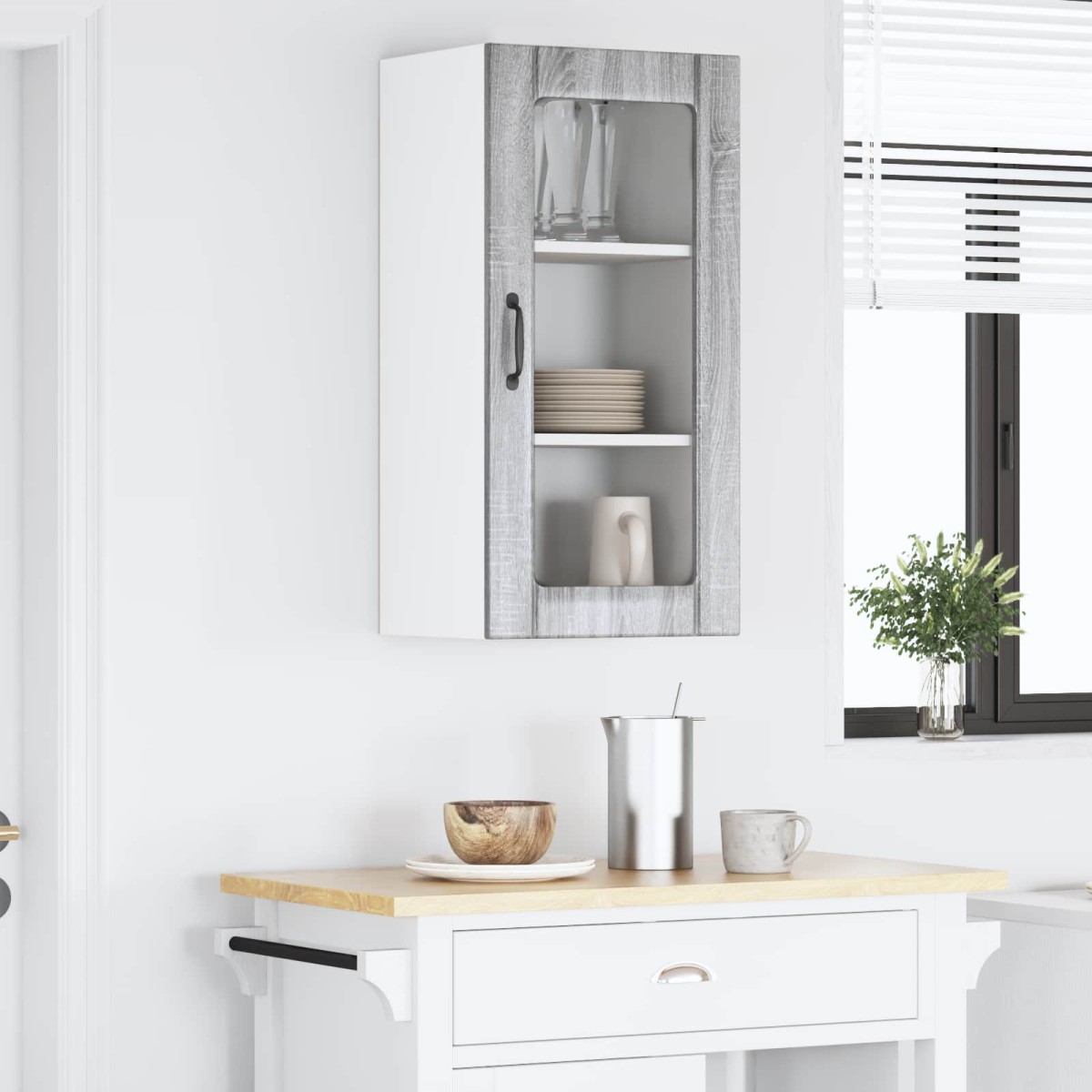 vidaXL Ραφιέρα τοίχου PORTO Γκρίζο Σονομα 40 x 31 x 80 εκ.