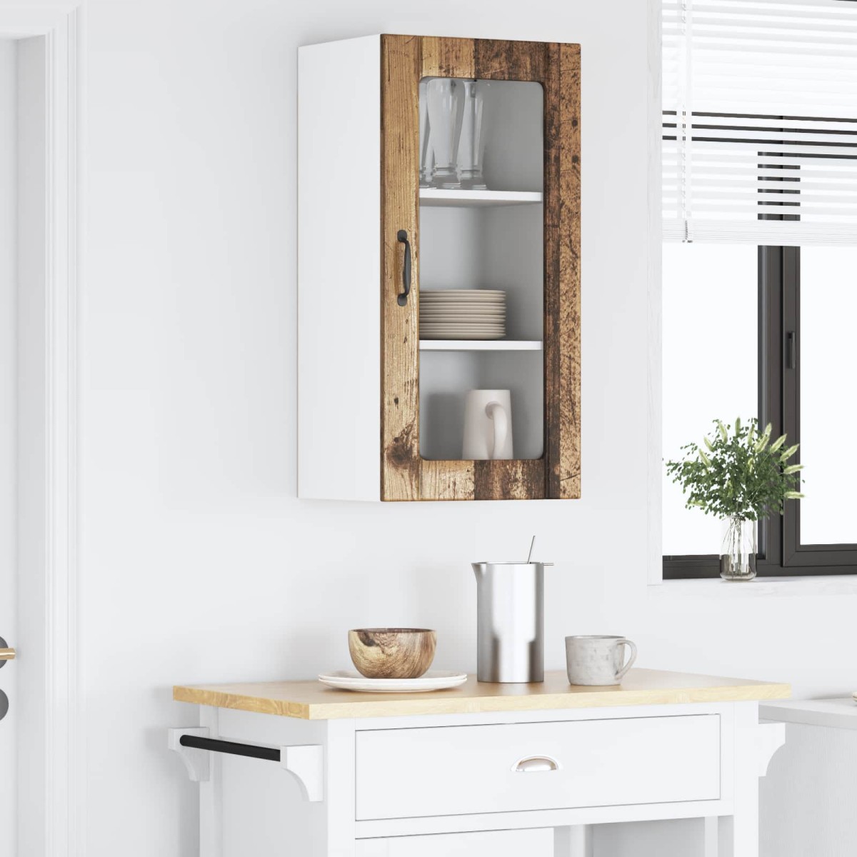 vidaXL Ραφιέρα τοίχου PORTO Παλιό ξύλο 40 x 31 x 80 εκ.