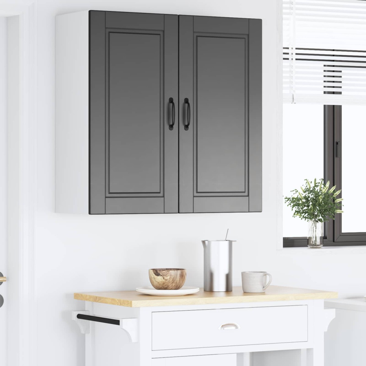 vidaXL Ντουλάπα Τοίχου PORTO Μαύρο 80 x 31 x 80 εκ. Επεξεργασμένο Ξύλο