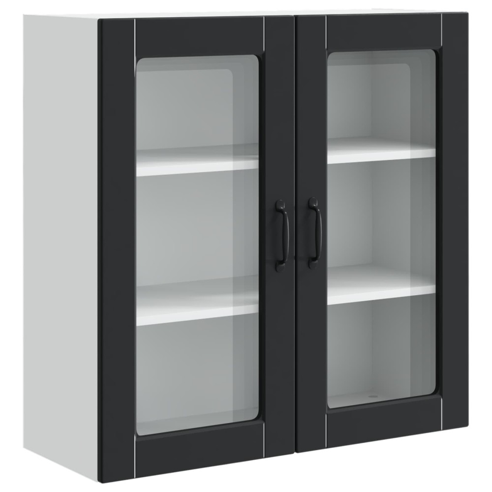 vidaXL Ραφιέρα τοίχου PORTO Μαύρο 80 x 31 x 80 εκ. Επεξεργασμένο Ξύλο