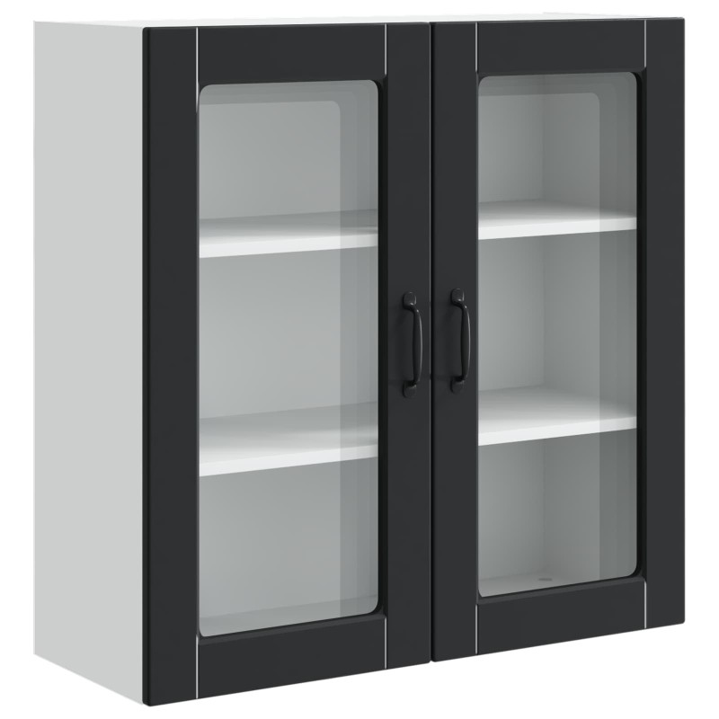 vidaXL Ραφιέρα τοίχου PORTO Μαύρο 80 x 31 x 80 εκ. Επεξεργασμένο Ξύλο