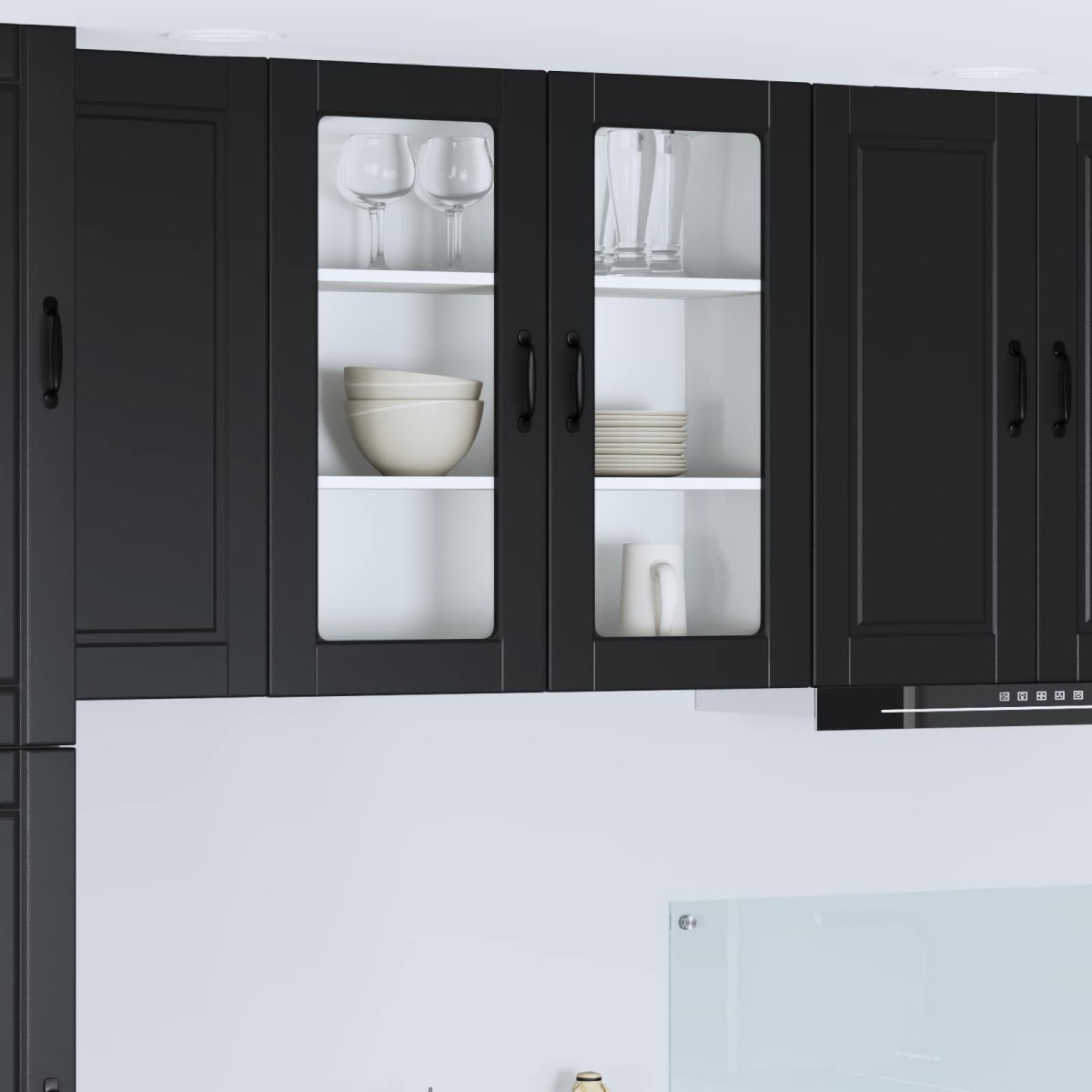 vidaXL Ραφιέρα τοίχου PORTO Μαύρο 80 x 31 x 80 εκ. Επεξεργασμένο Ξύλο