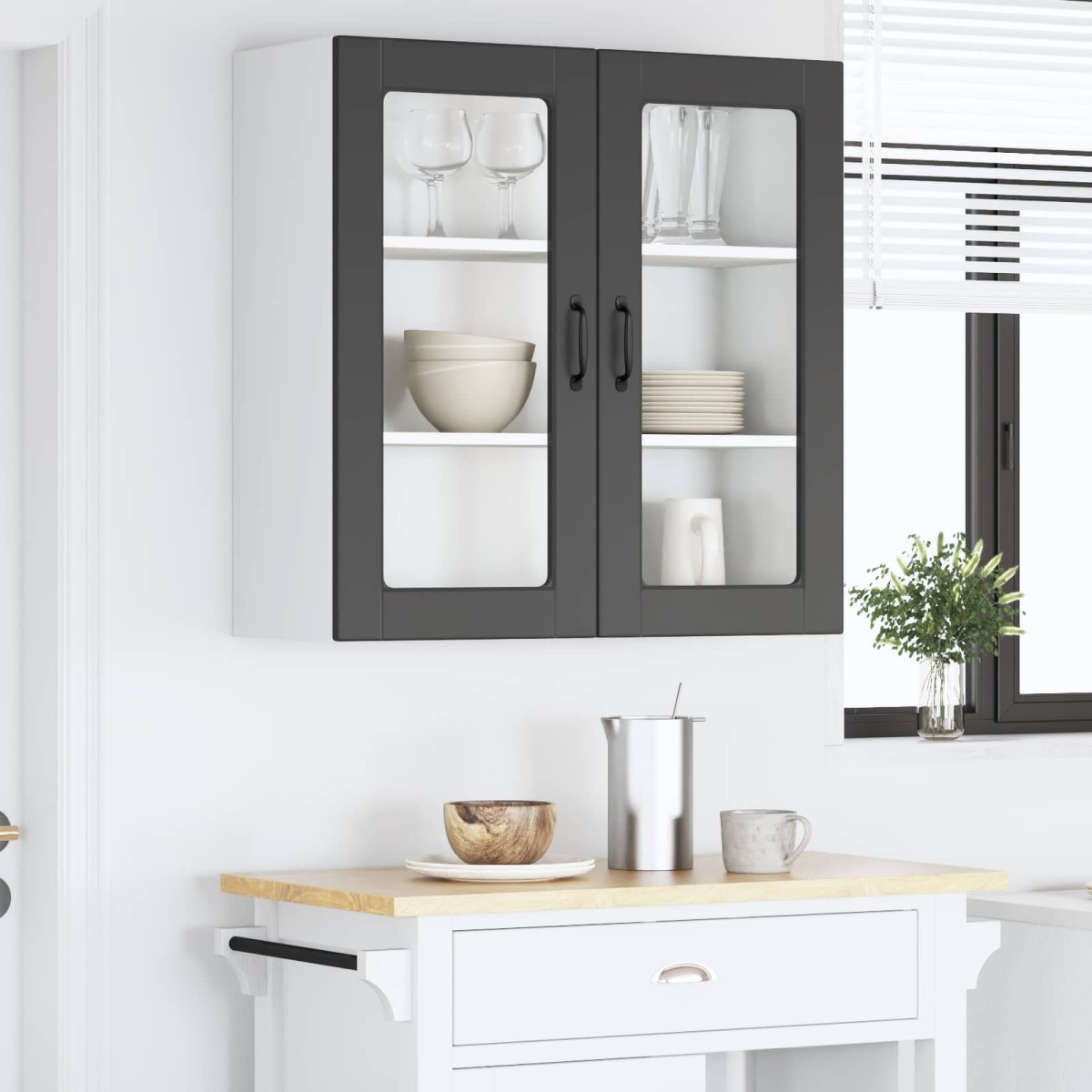 vidaXL Ραφιέρα τοίχου PORTO Μαύρο 80 x 31 x 80 εκ. Επεξεργασμένο Ξύλο