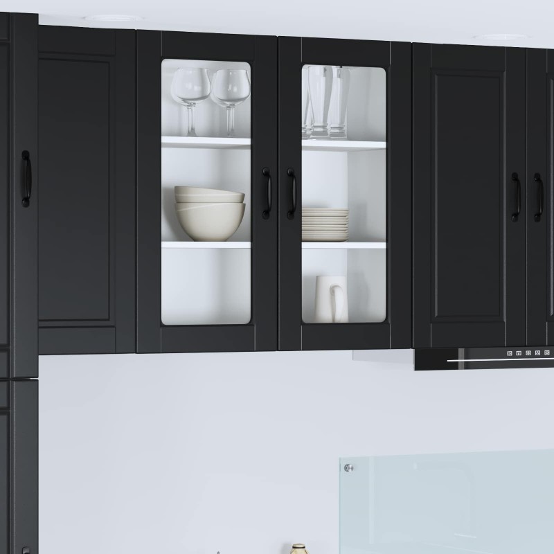 vidaXL Ραφιέρα τοίχου PORTO Μαύρο 80 x 31 x 80 εκ. Επεξεργασμένο Ξύλο