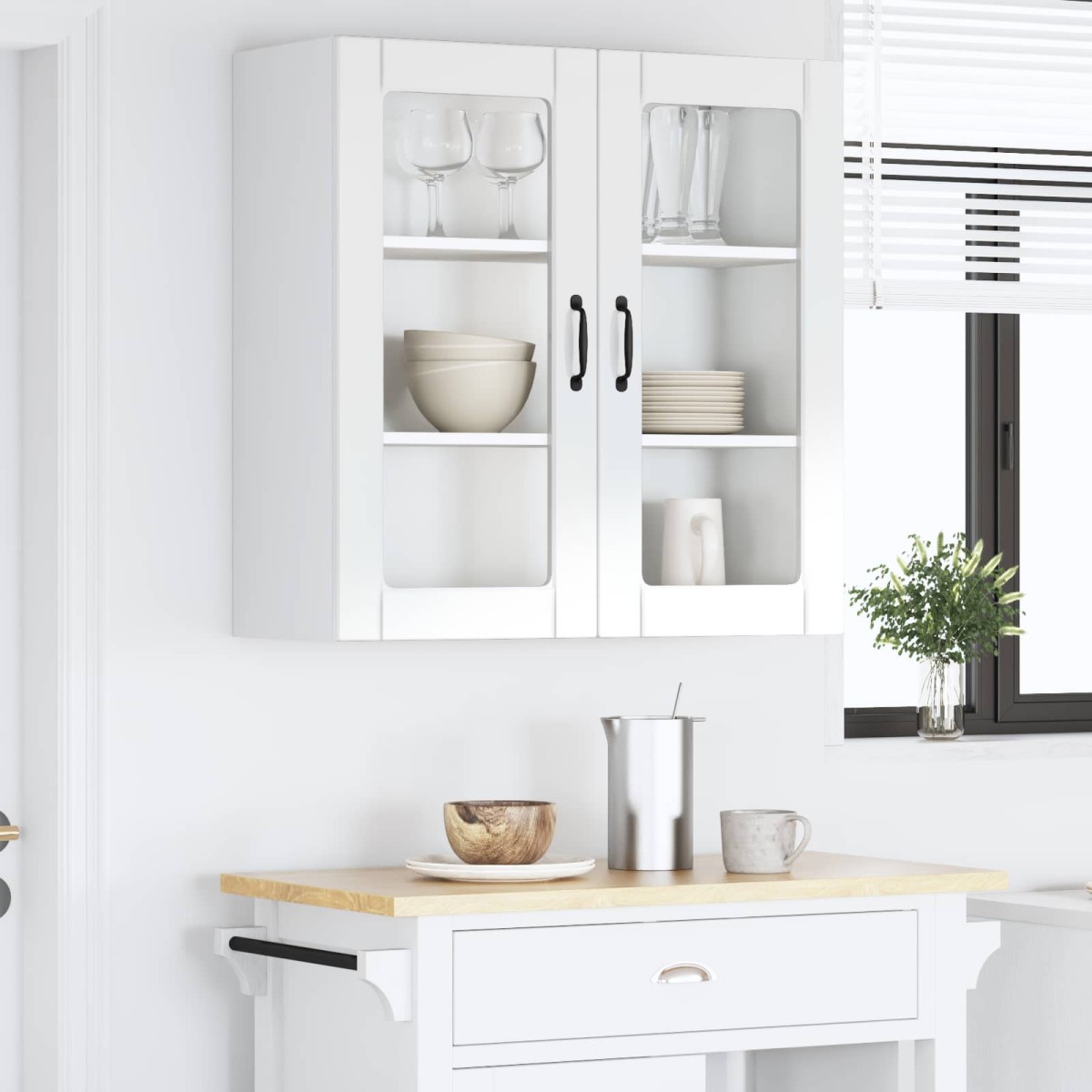 vidaXL Ραφιέρα τοίχου PORTO Υψηλής γυαλάδας λευκό 80 x 31 x 80 εκ.