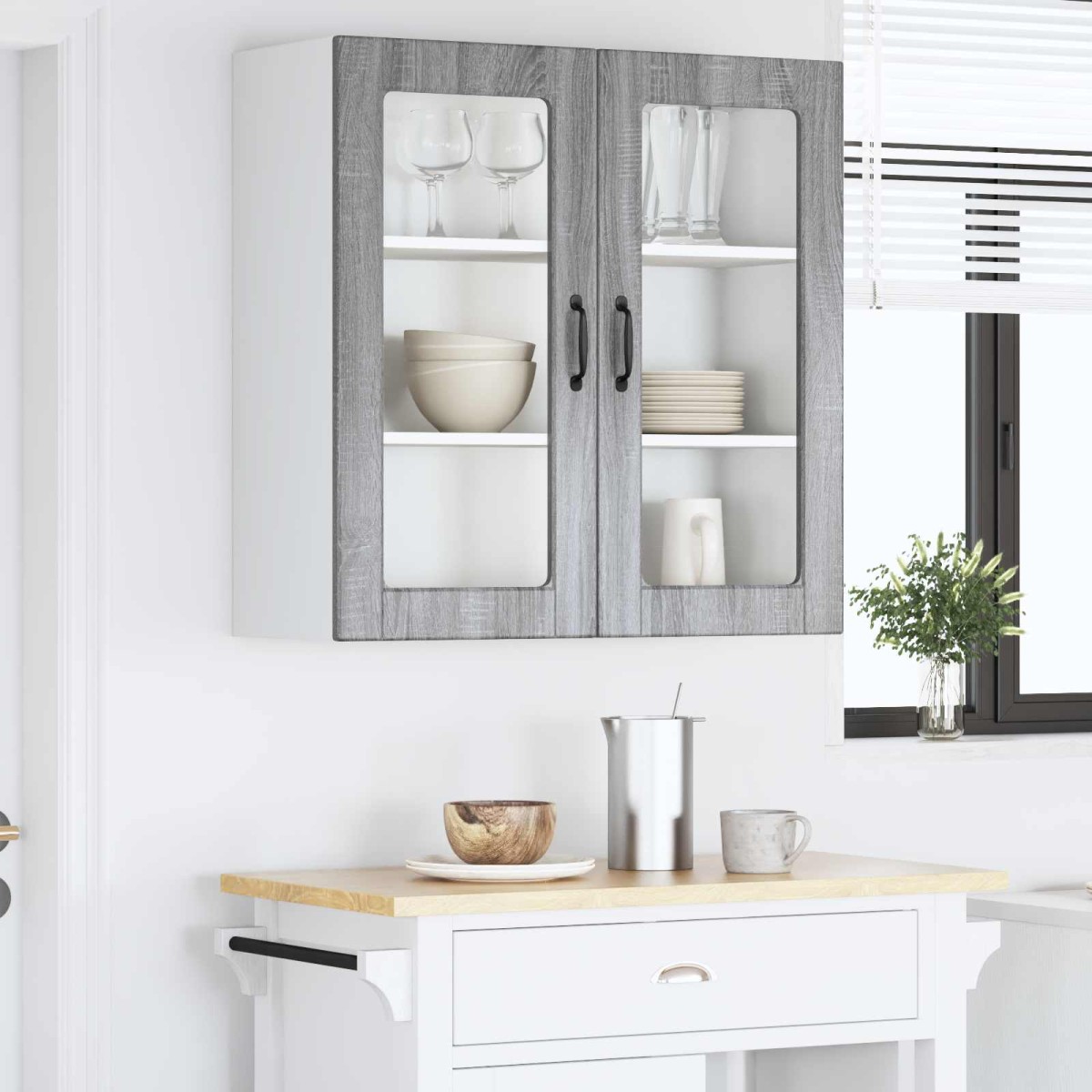 vidaXL Ραφιέρα τοίχου PORTO Γκρίζο Σονομα 80 x 31 x 80 εκ.