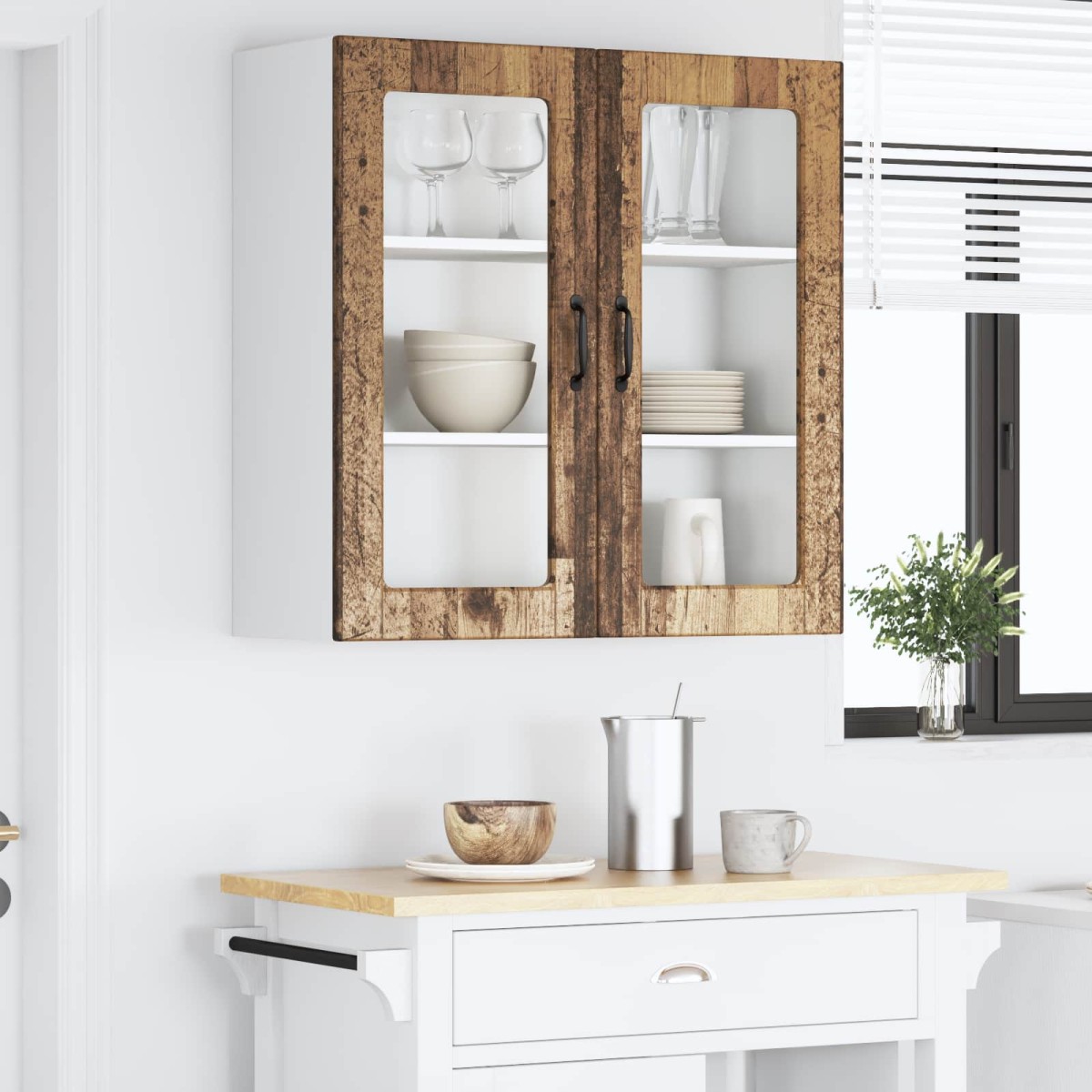 vidaXL Ραφιέρα τοίχου PORTO Παλιό ξύλο 80 x 31 x 80 εκ.