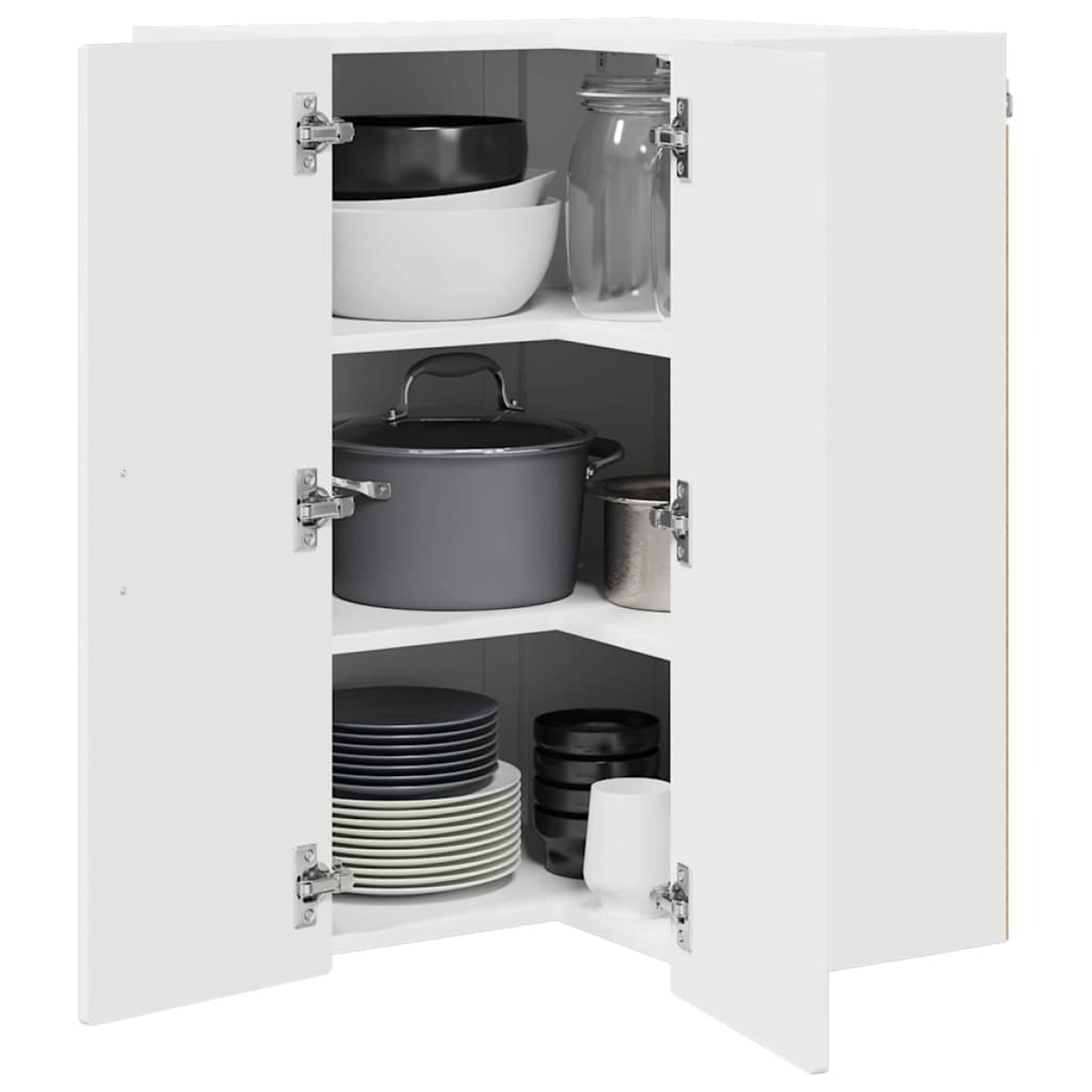 vidaXL Ντουλάπα Γωνίας PORTO Υψηλής γυαλάδας λευκό 57 x 57 x 80 εκ.