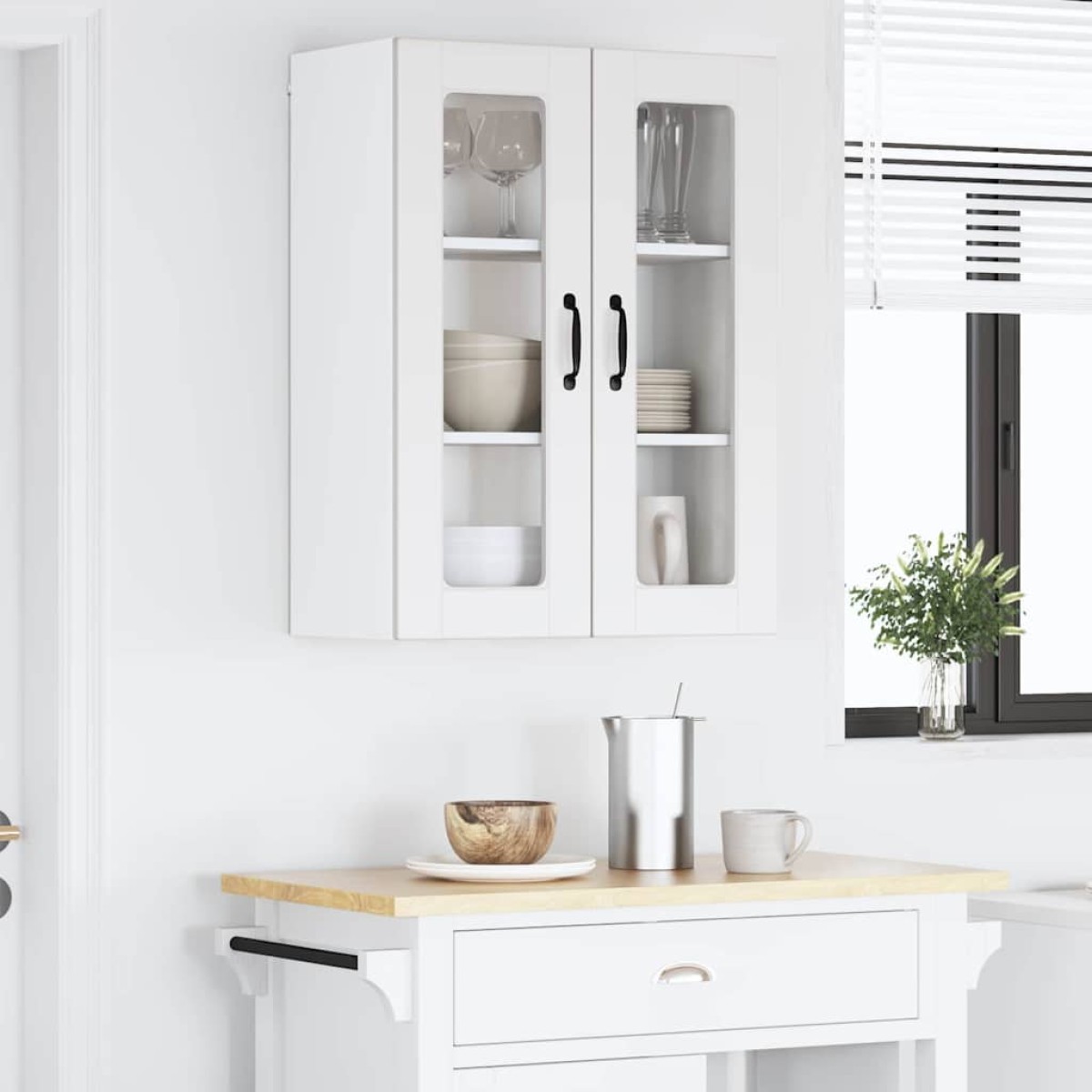 vidaXL Ραφιέρα τοίχου PORTO Λευκό 60 x 31 x 80 εκ. Επεξεργασμένο Ξύλο