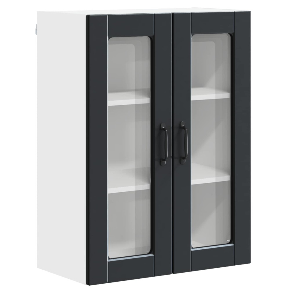 vidaXL Ραφιέρα τοίχου PORTO Μαύρο 60 x 31 x 80 εκ. Επεξεργασμένο Ξύλο