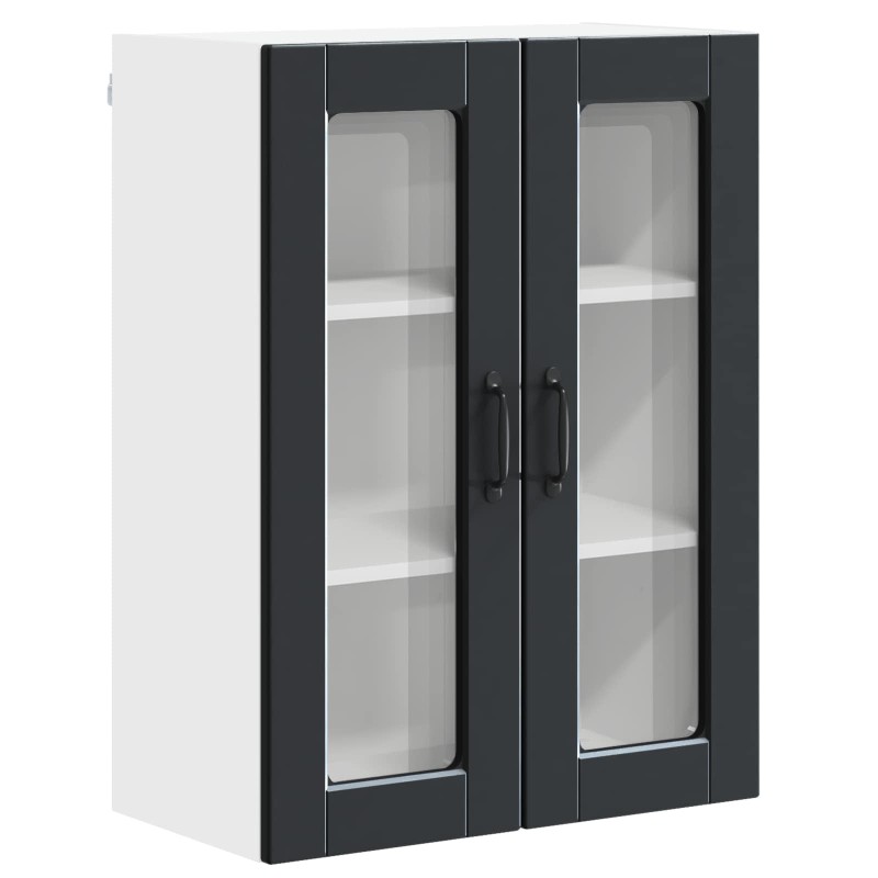 vidaXL Ραφιέρα τοίχου PORTO Μαύρο 60 x 31 x 80 εκ. Επεξεργασμένο Ξύλο