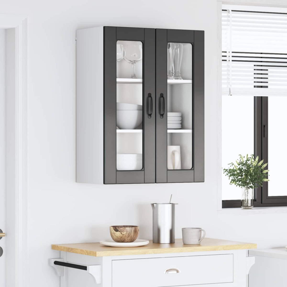 vidaXL Ραφιέρα τοίχου PORTO Μαύρο 60 x 31 x 80 εκ. Επεξεργασμένο Ξύλο