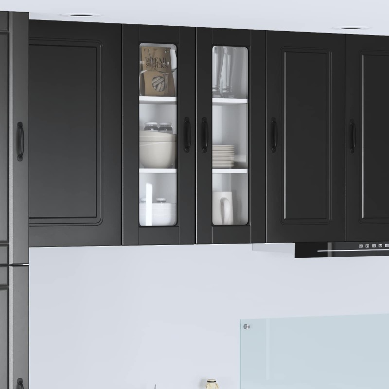 vidaXL Ραφιέρα τοίχου PORTO Μαύρο 60 x 31 x 80 εκ. Επεξεργασμένο Ξύλο