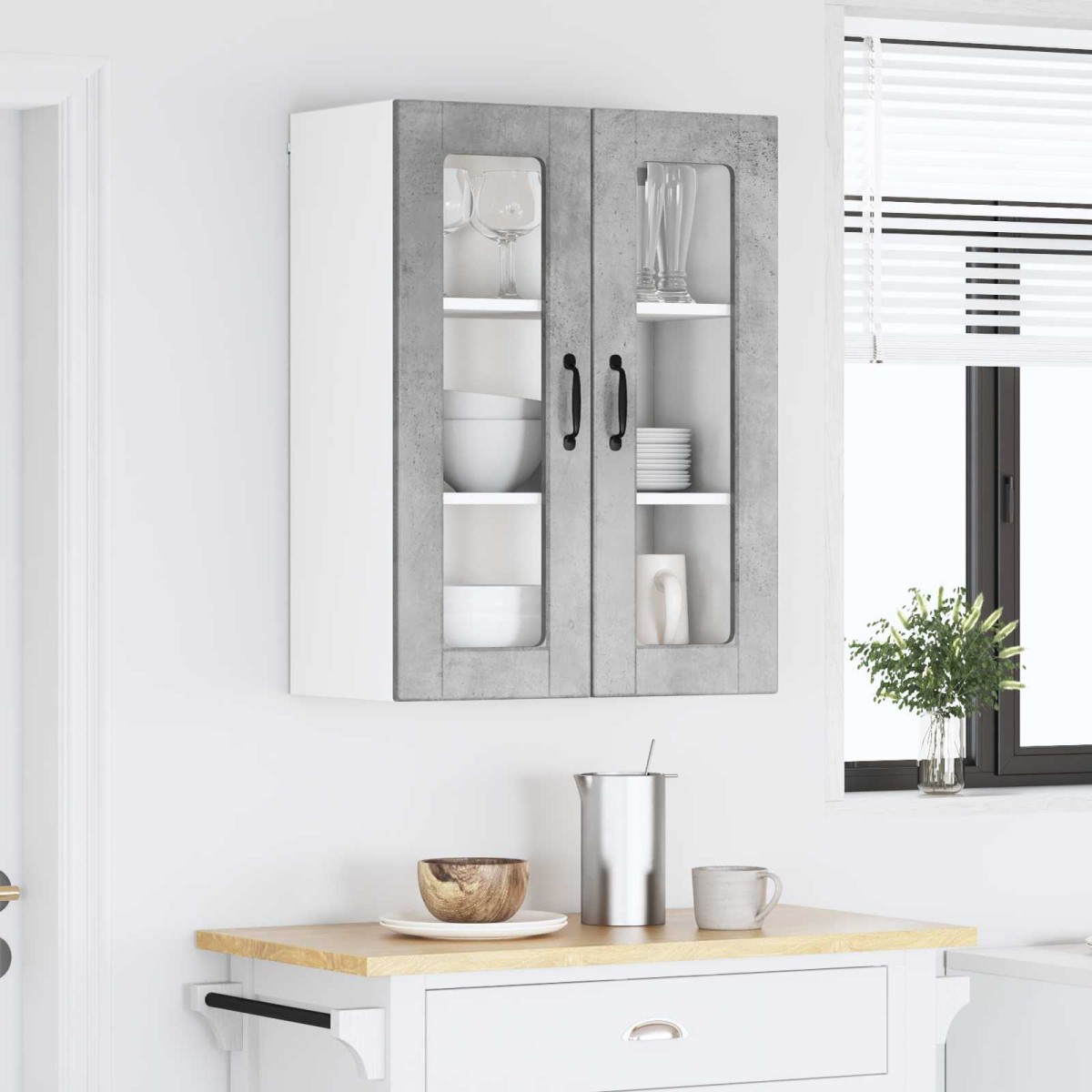 vidaXL Ραφιέρα τοίχου PORTO Σκυρόδεμα Γκρι 60 x 31 x 80 εκ.