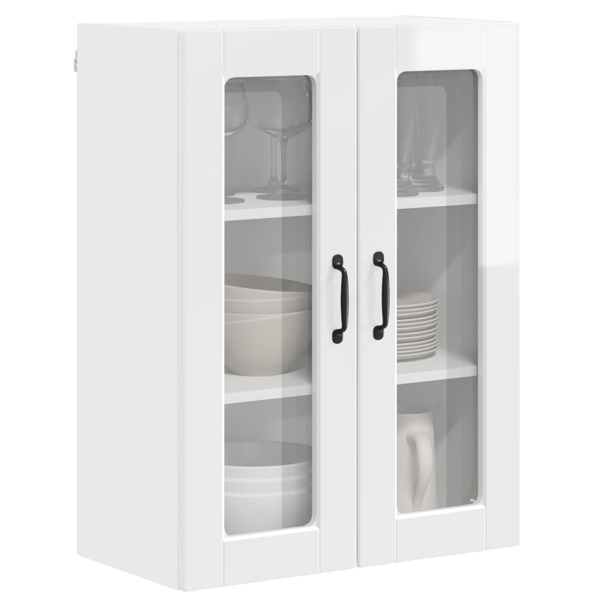 vidaXL Ραφιέρα τοίχου PORTO Υψηλής γυαλάδας λευκό 60 x 31 x 80 εκ.